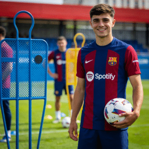 Pedri Barcelona midfielder training at the club